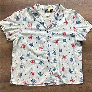 Tapestry Vintage single stitch made in USA Light Floral Button-Up Shirt ! XL